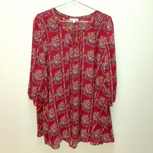 Floral Print Tunic Dress with Keyhole Neck - NWOT